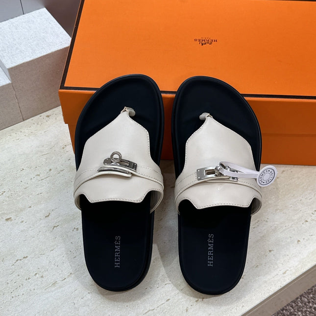 HM 26S EMPIRE SANDAL IN IVORY WHITE CALFSKIN SILVER HARDWARE