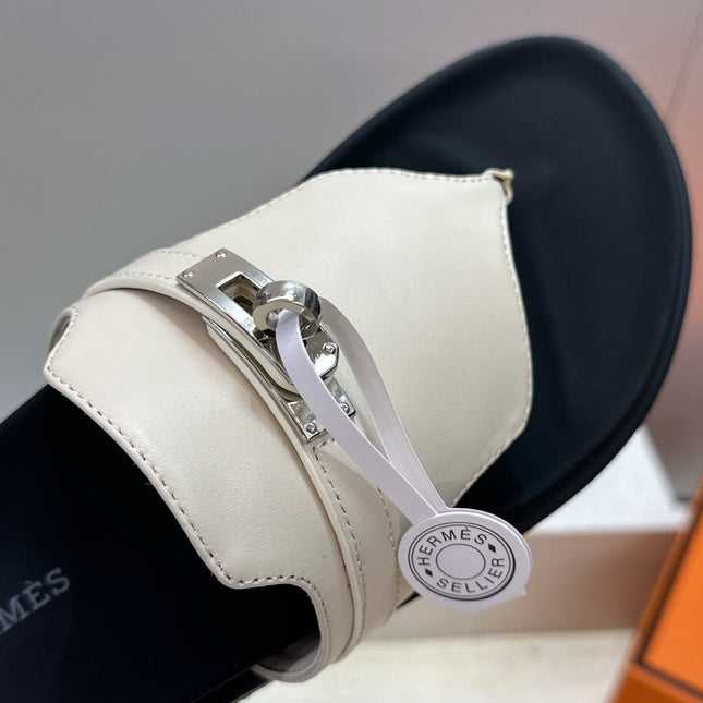 HM 26S EMPIRE SANDAL IN IVORY WHITE CALFSKIN SILVER HARDWARE