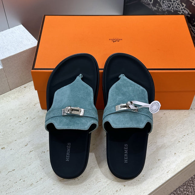 HM 26S EMPIRE SANDAL IN DUSTY SKY BLUE SUEDE SILVER HARDWARE