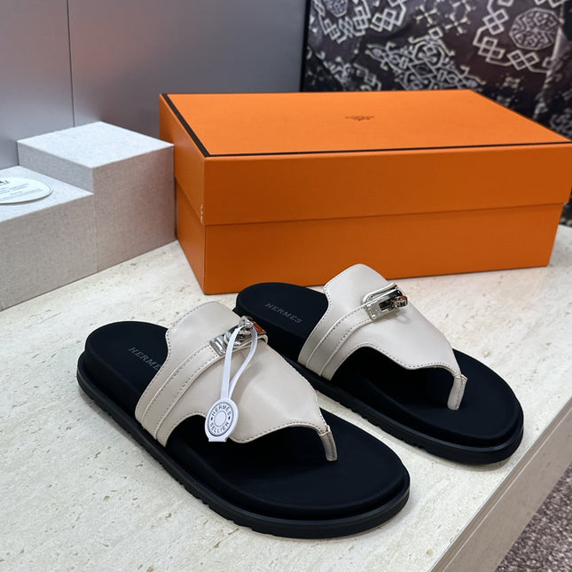 HM 26S EMPIRE SANDAL IN IVORY WHITE CALFSKIN SILVER HARDWARE