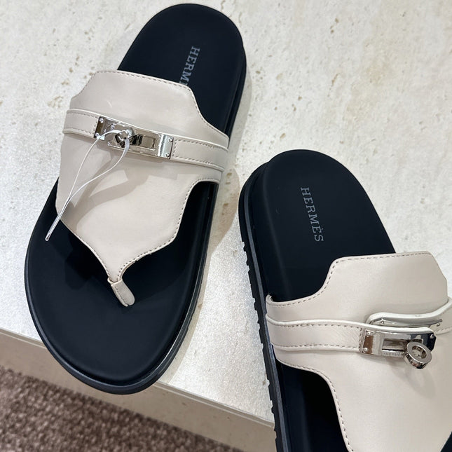 HM 26S EMPIRE SANDAL IN IVORY WHITE CALFSKIN SILVER HARDWARE
