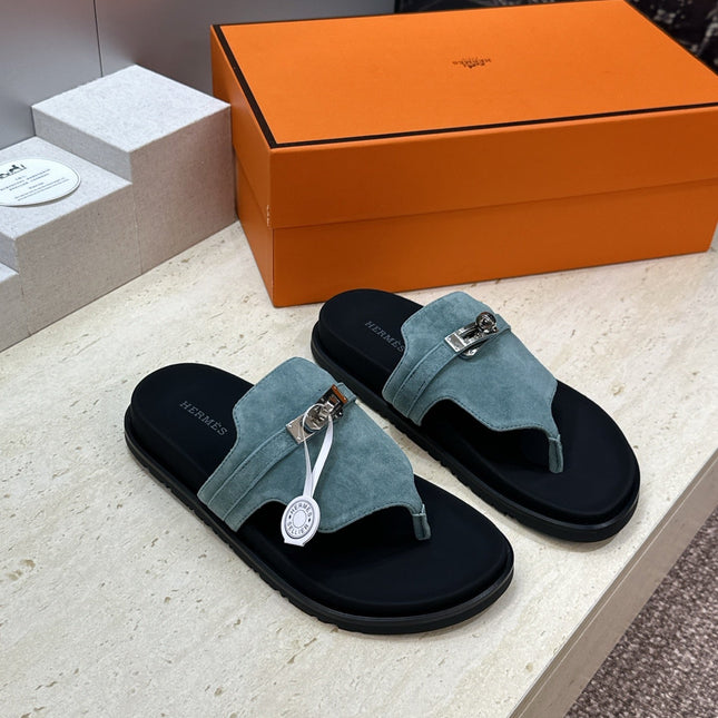HM 26S EMPIRE SANDAL IN DUSTY SKY BLUE SUEDE SILVER HARDWARE