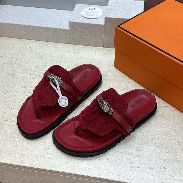 HM 26S EMPIRE SANDAL IN BURGUNDY RED SUEDE SILVER HARDWARE
