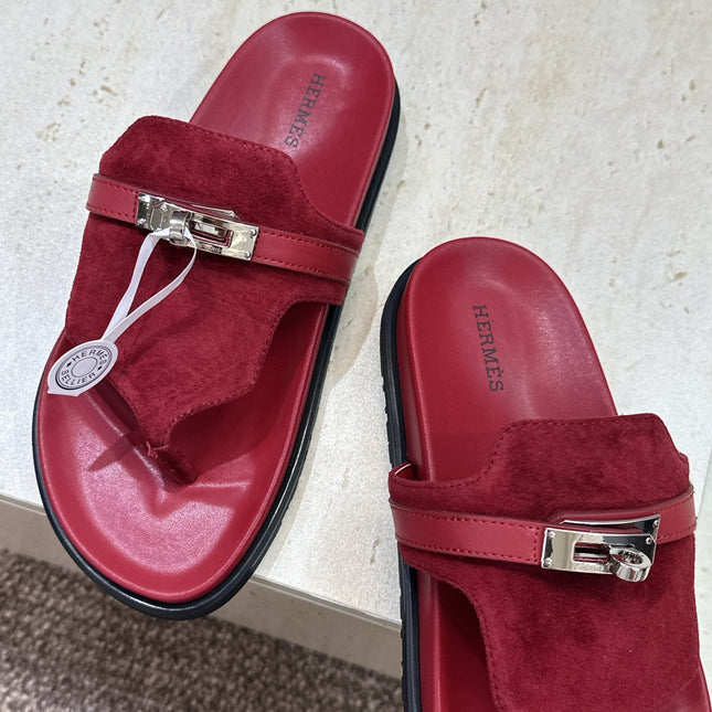 HM 26S EMPIRE SANDAL IN BURGUNDY RED SUEDE SILVER HARDWARE