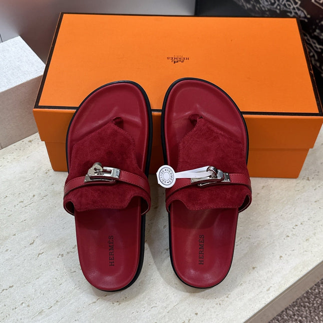 HM 26S EMPIRE SANDAL IN BURGUNDY RED SUEDE SILVER HARDWARE
