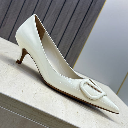VALENTINO 26S HIGH HEELS 40 MM IN WHITE PATENT CALFSKIN