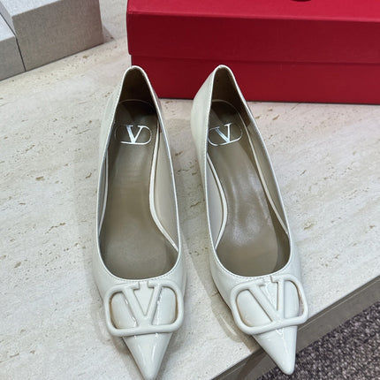 VALENTINO 26S HIGH HEELS 40 MM IN WHITE PATENT CALFSKIN