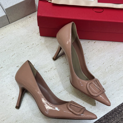 VALENTINO 26S HIGH HEELS 80 MM IN NUDE PATENT CALFSKIN