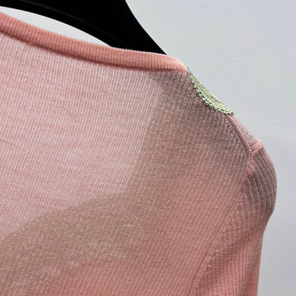 CHLOE 26S LACE EMBROIDERED KNIT TOP STYLE 109