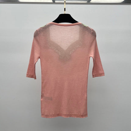 CHLOE 26S LACE EMBROIDERED KNIT TOP STYLE 109