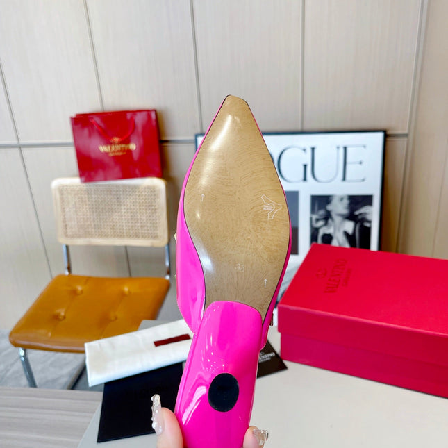 ROCKSTUD CAGED MULES 5 CM IN DEEP PINK CALFSKIN