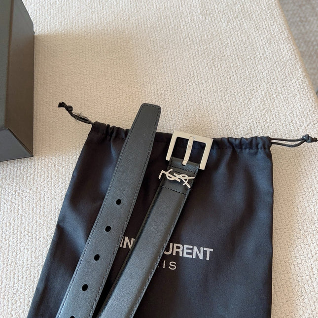 YSL 25S BELT 20 MM IN BLACK CALFSKIN 588784