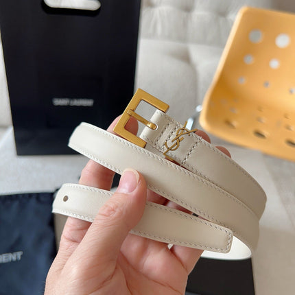 YSL 25S BELT 20 MM IN CREAM WHITE CALFSKIN 571017
