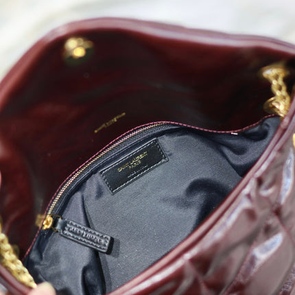 YSL 25S LOULOU PUFFER MEDIUM 29 IN DARK BURGUNDY CALFSKIN