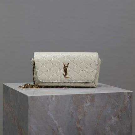 YSL 25S SAINT LAURENT GABY 19 IN BLANC VINTAGE QUILTED CALFSKIN GOLD HARDWARE