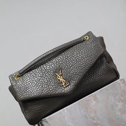 YSL 25S CALYPSO BAG 38 IN ARMY GREEN GRAINED LAMBSKIN GOLD HARDWARE