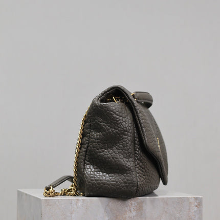 YSL 25S CALYPSO BAG 38 IN ARMY GREEN GRAINED LAMBSKIN GOLD HARDWARE