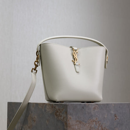 YSL 25S LE 37 BAG 20 IN DUSTY GRAY CALFSKIN GOLD HARDWARE