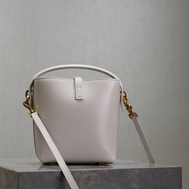 YSL 25S LE 37 MINI 15 IN DUSTY GRAY CALFSKIN GOLD HARDWARE