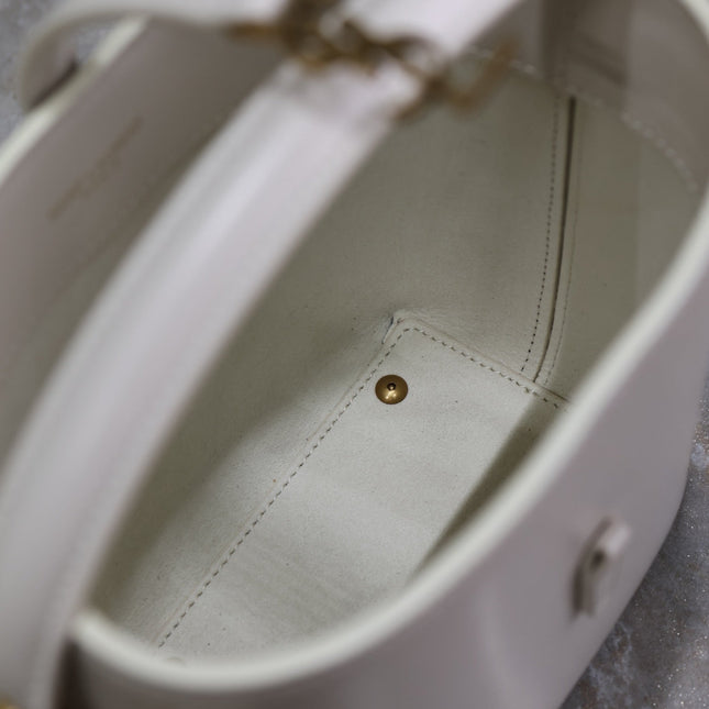 YSL 25S LE 37 MINI 15 IN DUSTY GRAY CALFSKIN GOLD HARDWARE