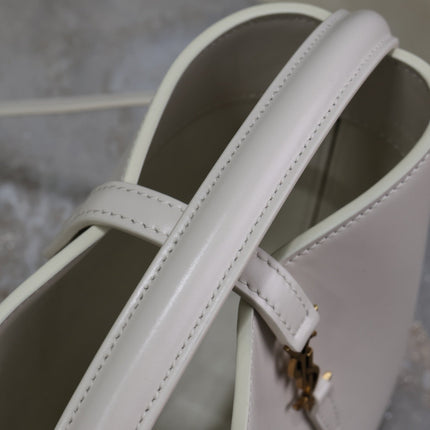 YSL 25S LE 37 MINI 15 IN DUSTY GRAY CALFSKIN GOLD HARDWARE