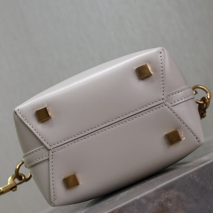 YSL 25S LE 37 MINI 15 IN DUSTY GRAY CALFSKIN GOLD HARDWARE