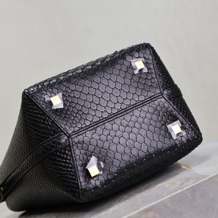 YSL 25S LE 37 20 IN BLACK SNAKE EMBOSSED CALFSKIN GOLD HARDWARE