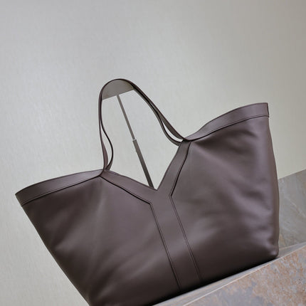 YSL 25S Y TOTE 50 IN PURPLE BROWN CALFSKIN GOLD HARDWARE