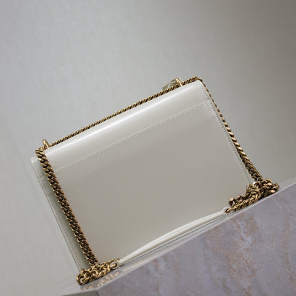 YSL 25S SUNSET BAG 22 IN IVORY CALFSKIN GOLD HARDWARE