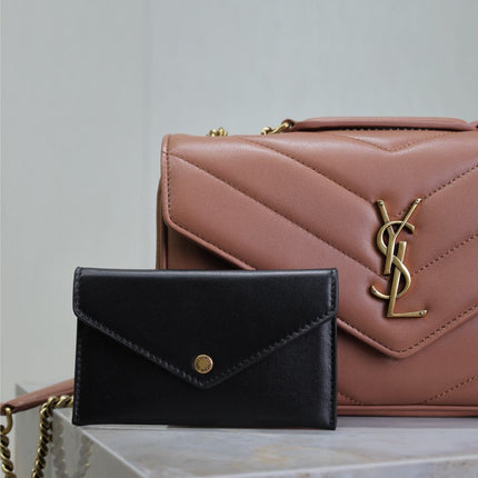 LOULOU SMALL 24 IN SALMON PINK SHEEPSKIN GOLD HARDWARE