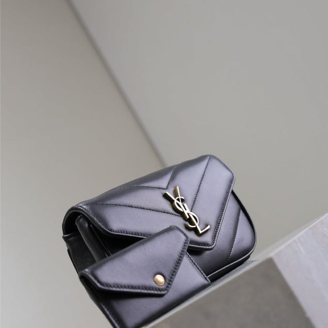LOULOU MINI 20 IN BLACK SHEEPSKIN GOLD HARDWARE