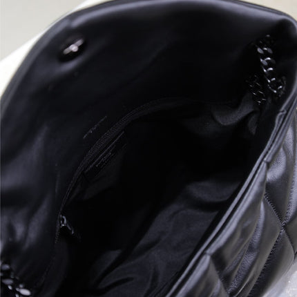 YSL 25S LOULOU PUFFER GM 35 IN BLACK CALFSKIN BLACK HARDWARE