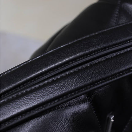 YSL 25S LOULOU PUFFER GM 35 IN BLACK CALFSKIN SILVER HARDWARE
