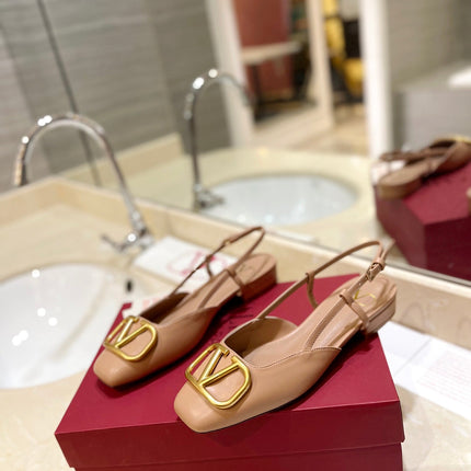 VALENTINO 26S SLINGBACK IN NUDE BEIGE SMOOTH CALFSKIN