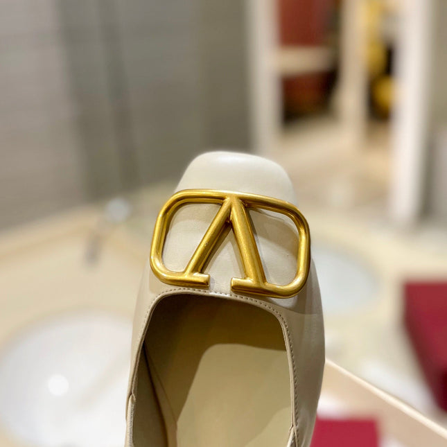 VALENTINO 26S SLINGBACK IN CREAM WHITE SMOOTH CALFSKIN