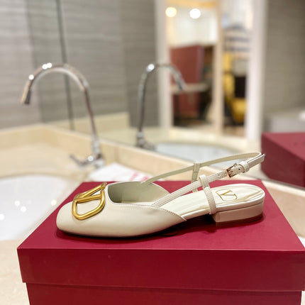 VALENTINO 26S SLINGBACK IN CREAM WHITE SMOOTH CALFSKIN