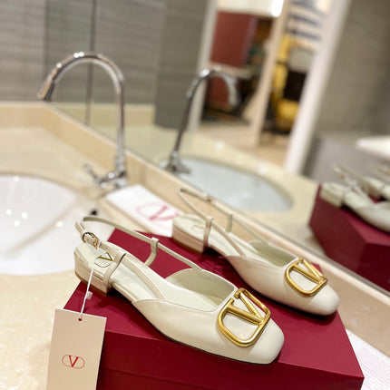 VALENTINO 26S SLINGBACK IN CREAM WHITE SMOOTH CALFSKIN