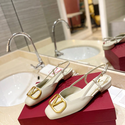 VALENTINO 26S SLINGBACK IN CREAM WHITE SMOOTH CALFSKIN
