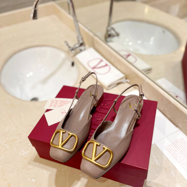 VALENTINO 26S SLINGBACK IN BEIGE PINK SMOOTH CALFSKIN