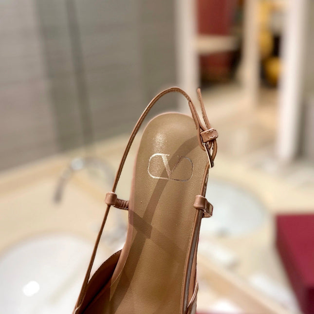 VALENTINO 26S SLINGBACK IN LIGHT BEIGE PINK PATENT CALFSKIN