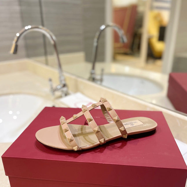 VALENTINO 26S ROCKSTUD CAGED SANDALS IN NUDE CALFSKIN