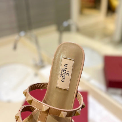 VALENTINO 26S ROCKSTUD CAGED SANDALS IN NUDE CALFSKIN