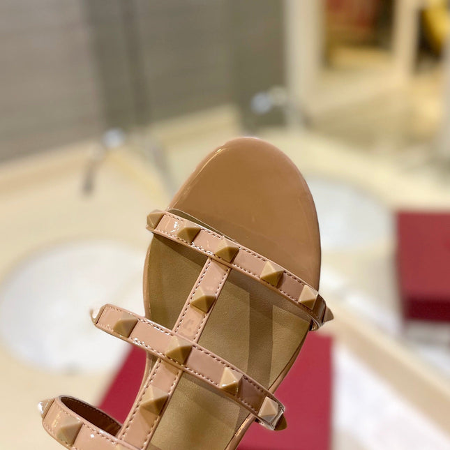 VALENTINO 26S ROCKSTUD CAGED SANDALS IN NUDE CALFSKIN