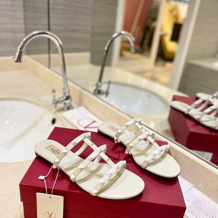 VALENTINO 26S ROCKSTUD CAGED SANDALS IN WHITE CALFSKIN