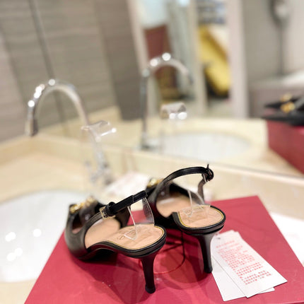 VALENTINO 26S SLINGBACK PUMPS 65 MM IN BLACK CALFSKIN