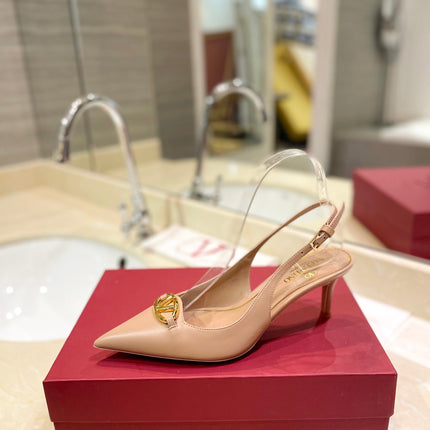VALENTINO 26S SLINGBACK PUMPS 65 MM IN NUDE CALFSKIN