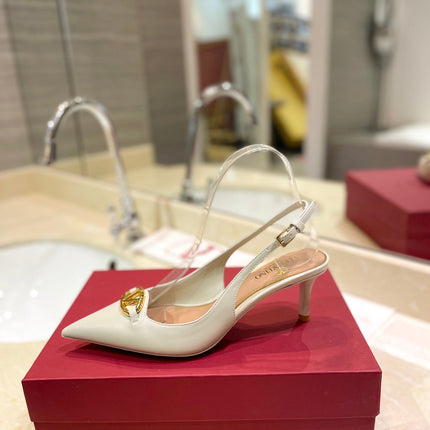 VALENTINO 26S SLINGBACK PUMPS 65 MM IN CREAM WHITE CALFSKIN