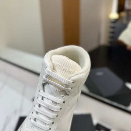 MID-TOP SNEAKERS IN WHITE PERFORATED LAMBSKIN