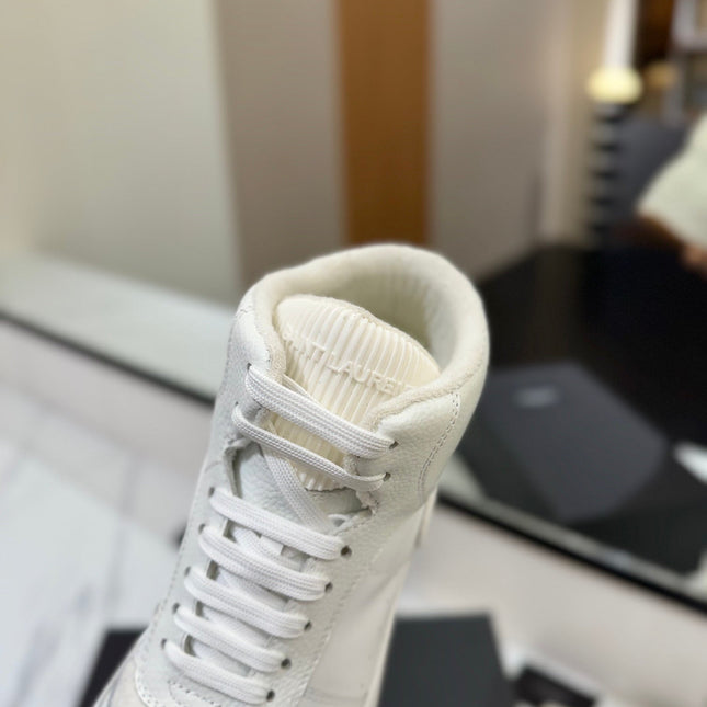MID-TOP SNEAKERS IN WHITE PERFORATED LAMBSKIN