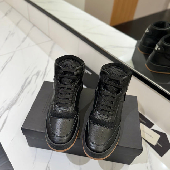 MID-TOP SNEAKERS IN BLACK PERFORATED LAMBSKIN